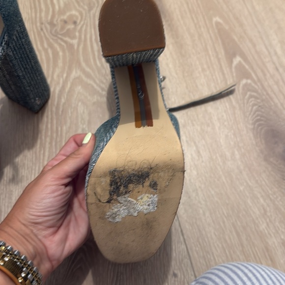 Sam Edelman Womens Kori Blue Denim Buckle Platform Heels Shoes NWT - Picture 9 of 11